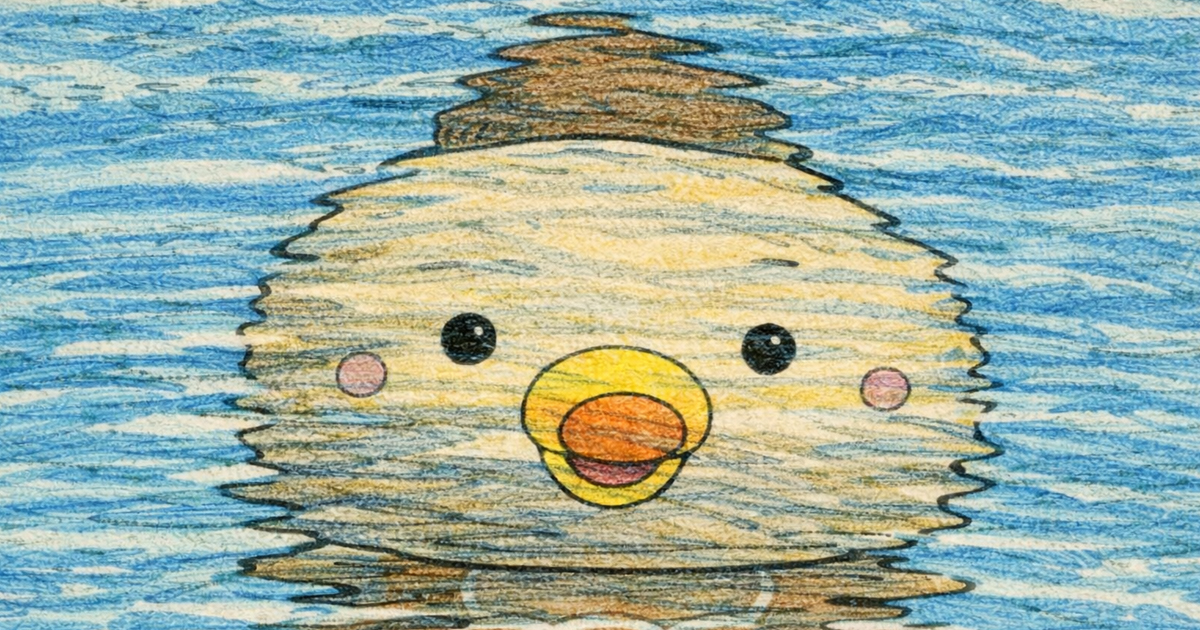 Cmonchan sees a kawaii reflection of itself in the pond water at the park