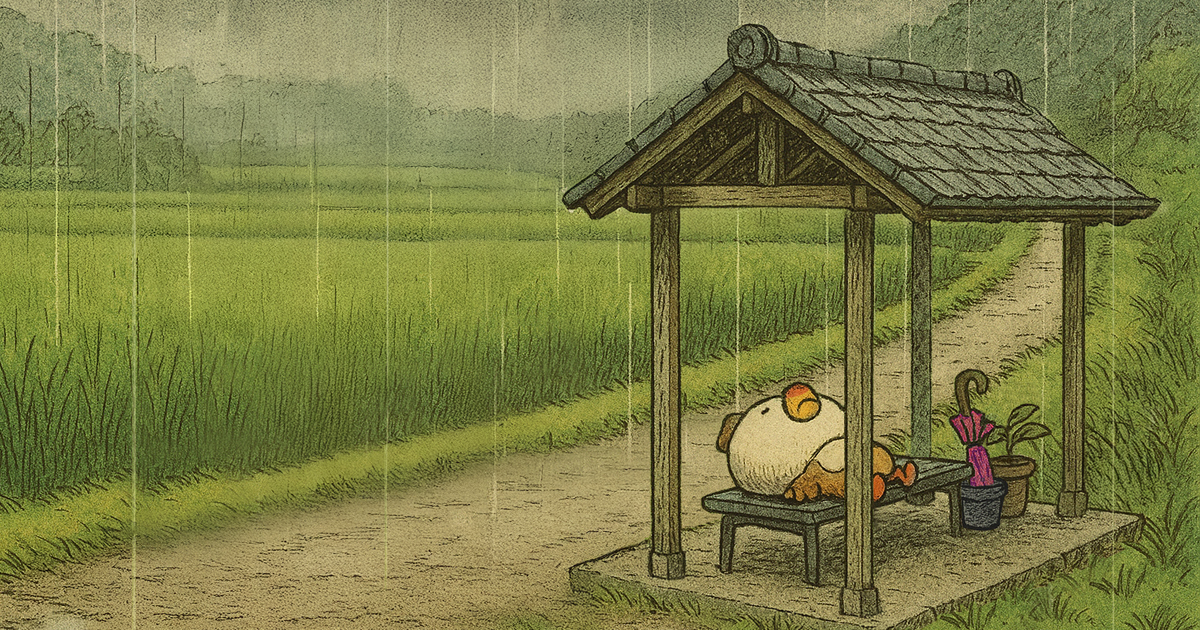 Cmonchan dozed off huddled beneath a shelter from the rain