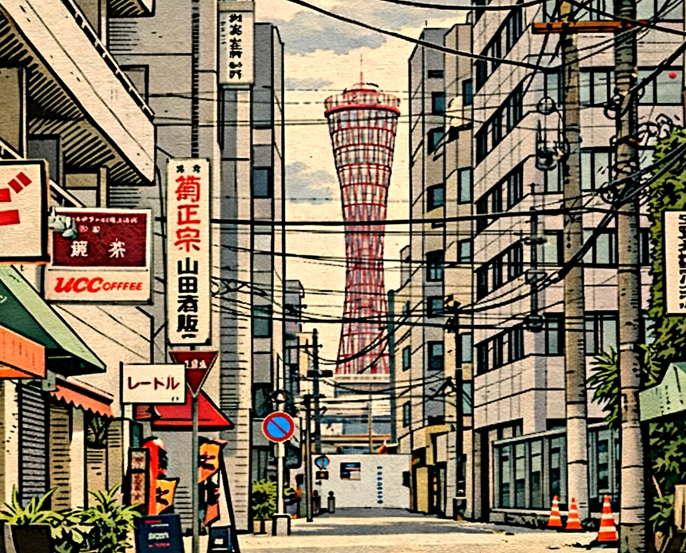 Cmonchan spots a familiar red tower between the buildings and realizes he has returned to his hometown