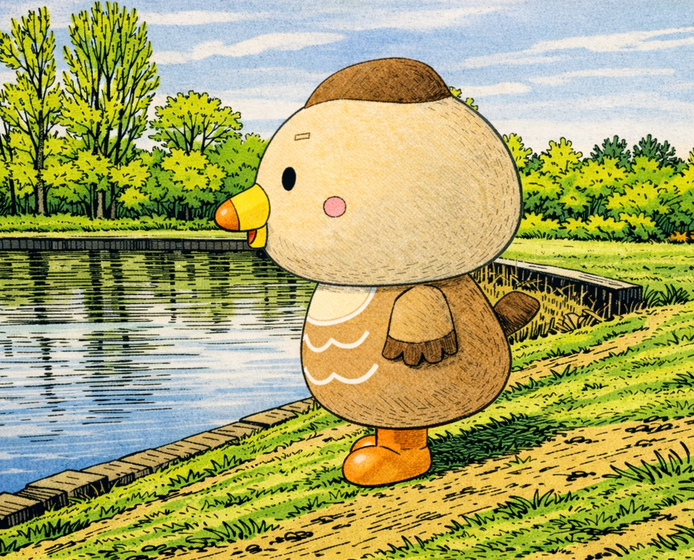 Cmonchan standing in front of the mirror trying to copy a viral duck's pose