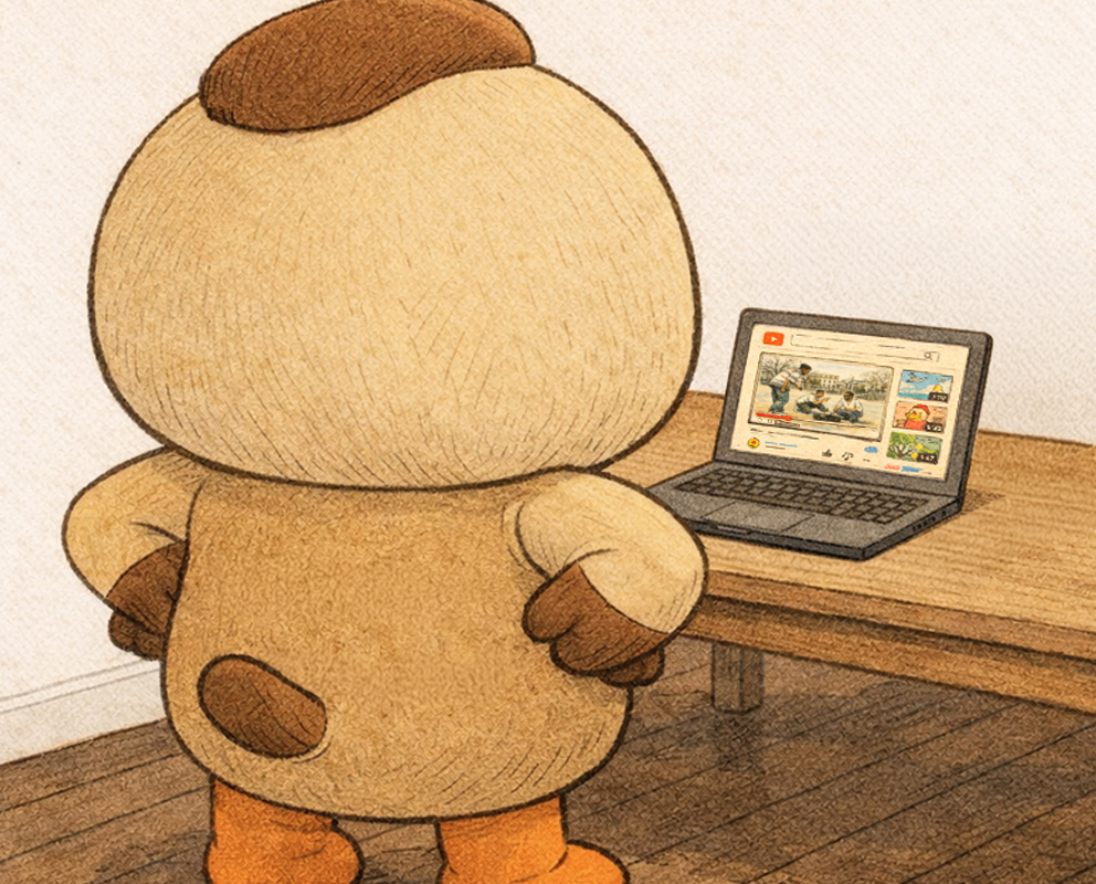 Cmonchan glued to the screen watching human dance videos